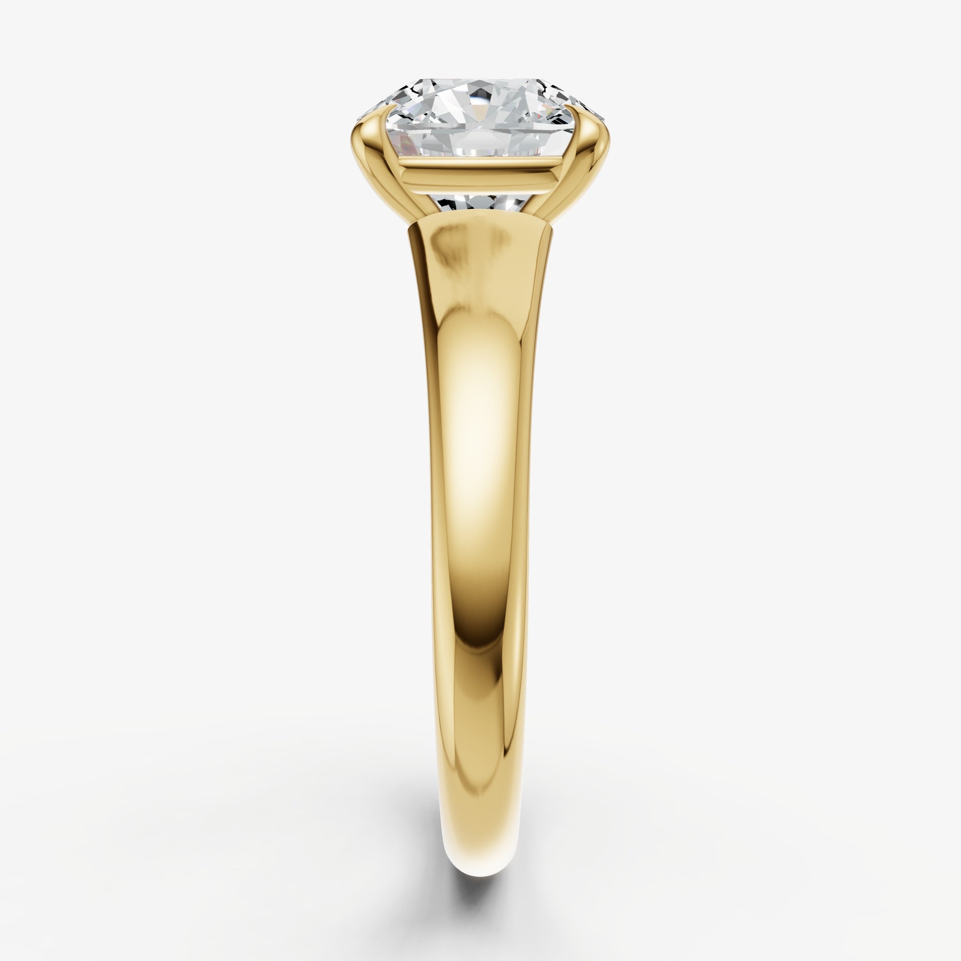Cushion Solitaire Engagement Ring with Reverse Tapered Band