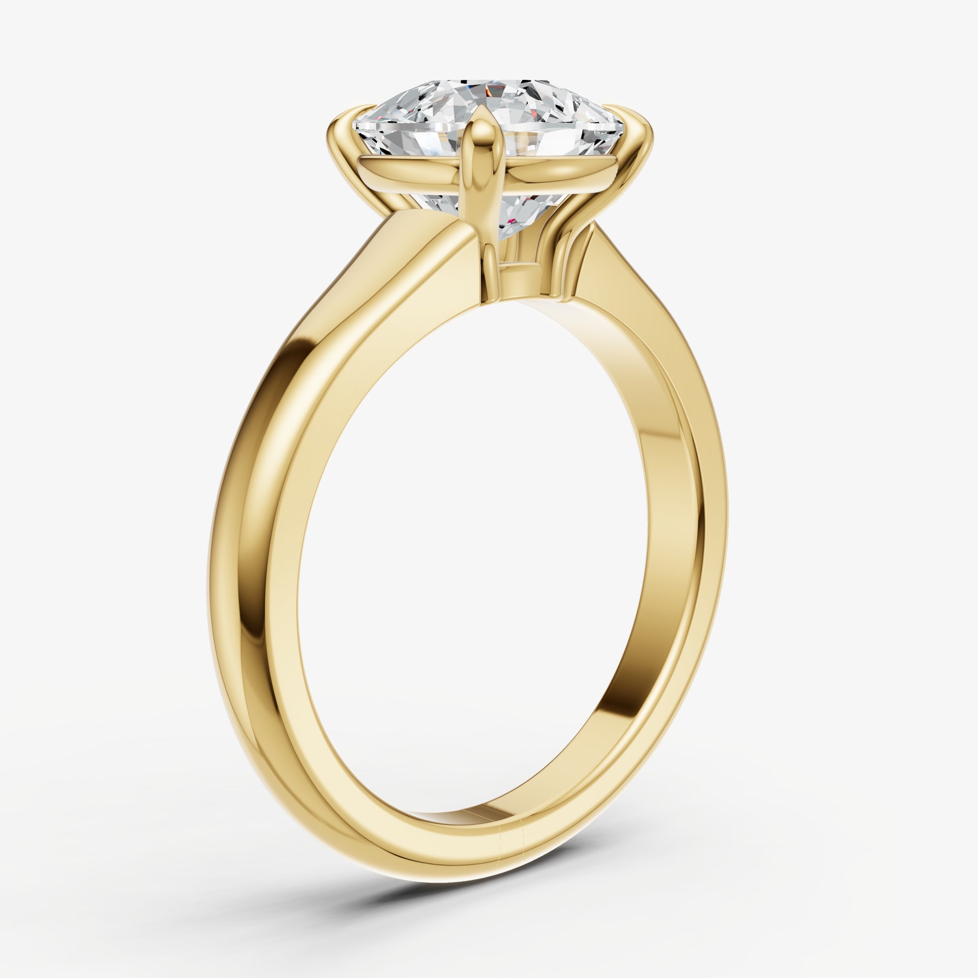 Cushion Solitaire Engagement Ring with Reverse Tapered Band