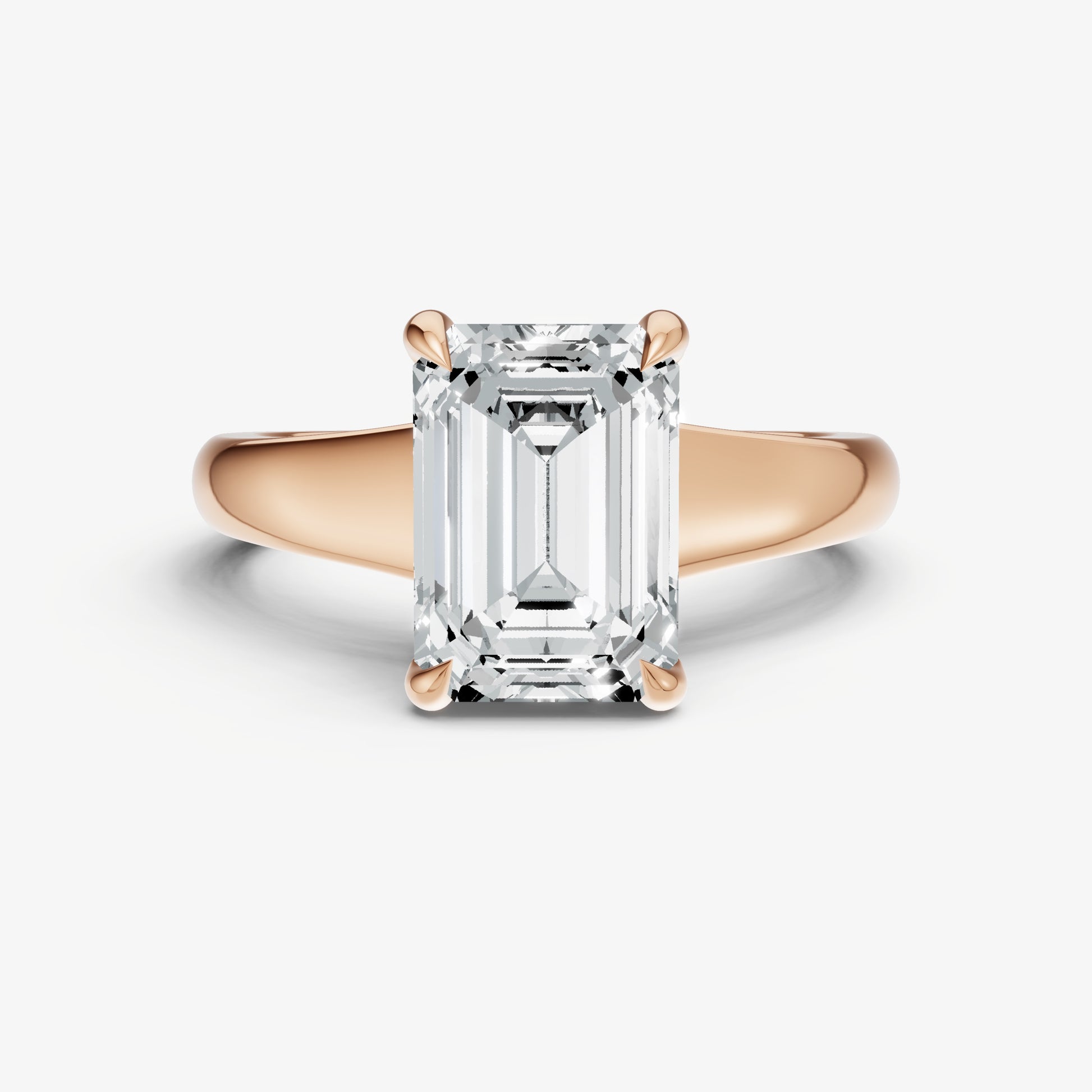 Emerald Solitaire Engagement Ring with Reverse Tapered Band