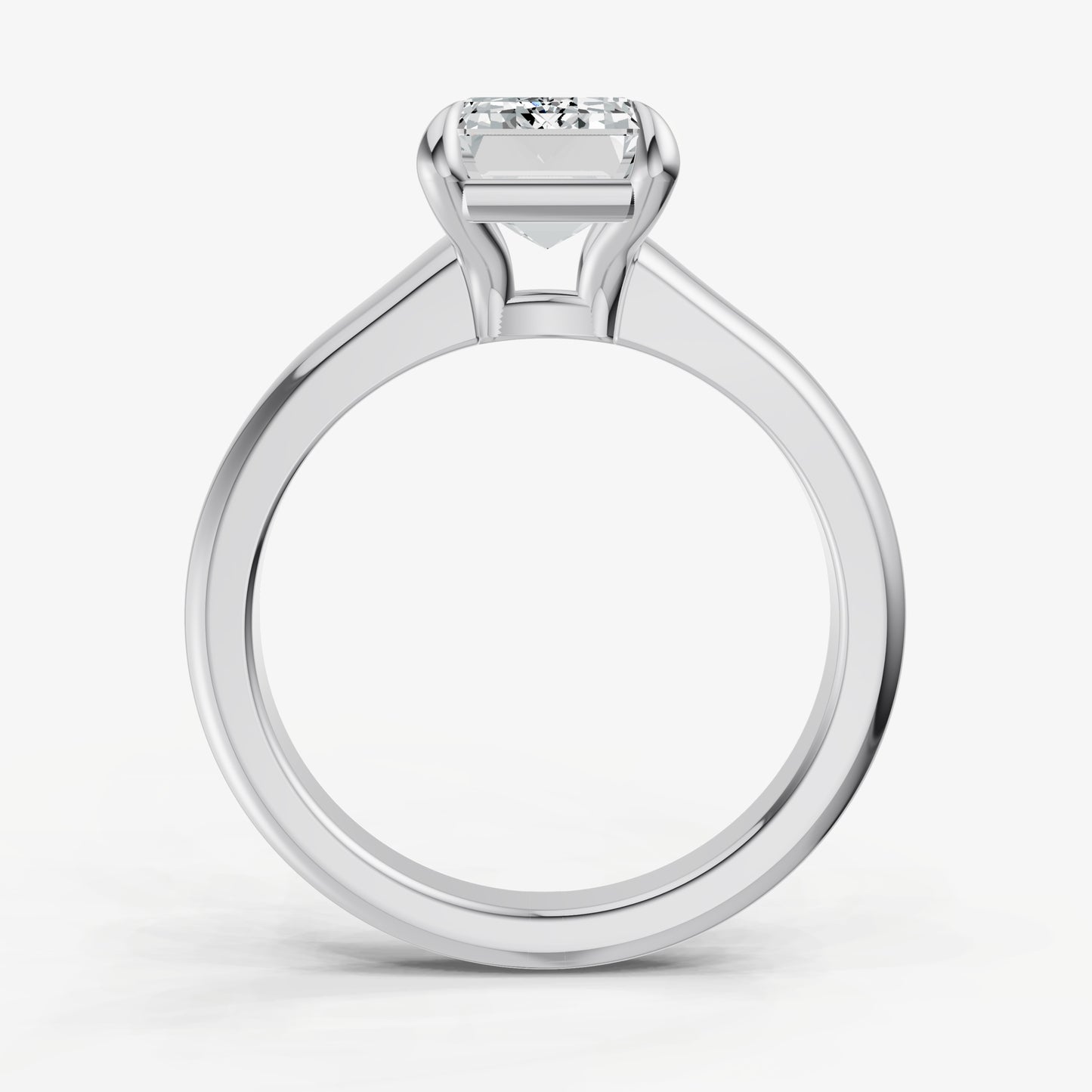 Emerald Solitaire Engagement Ring with Reverse Tapered Band