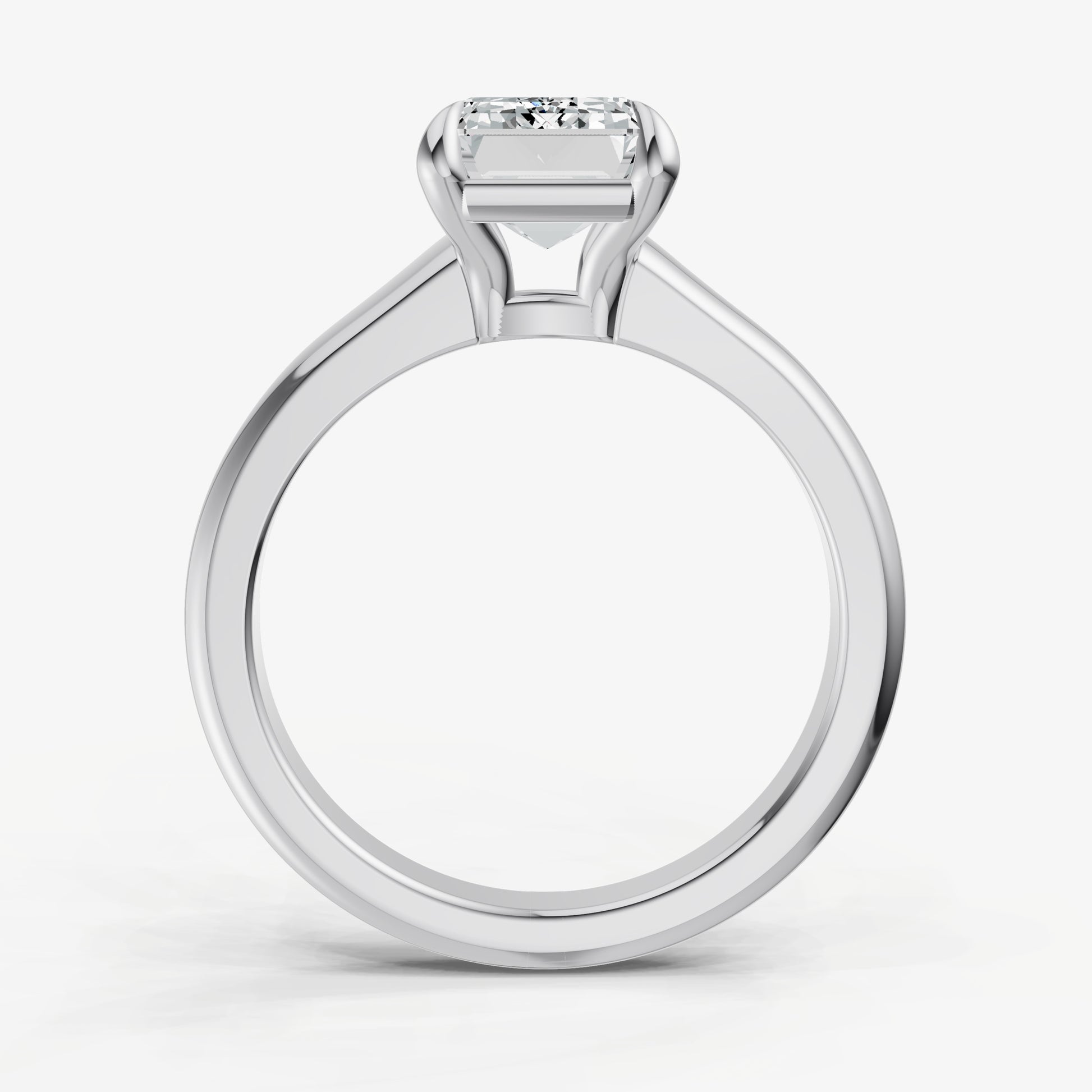 Emerald Solitaire Engagement Ring with Reverse Tapered Band