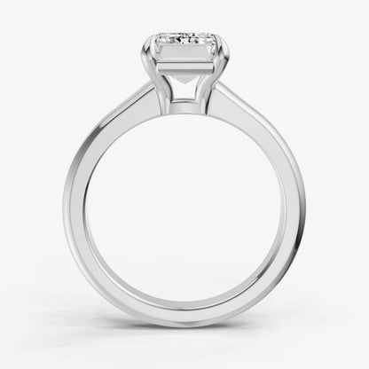 Emerald Solitaire Engagement Ring with Reverse Tapered Band