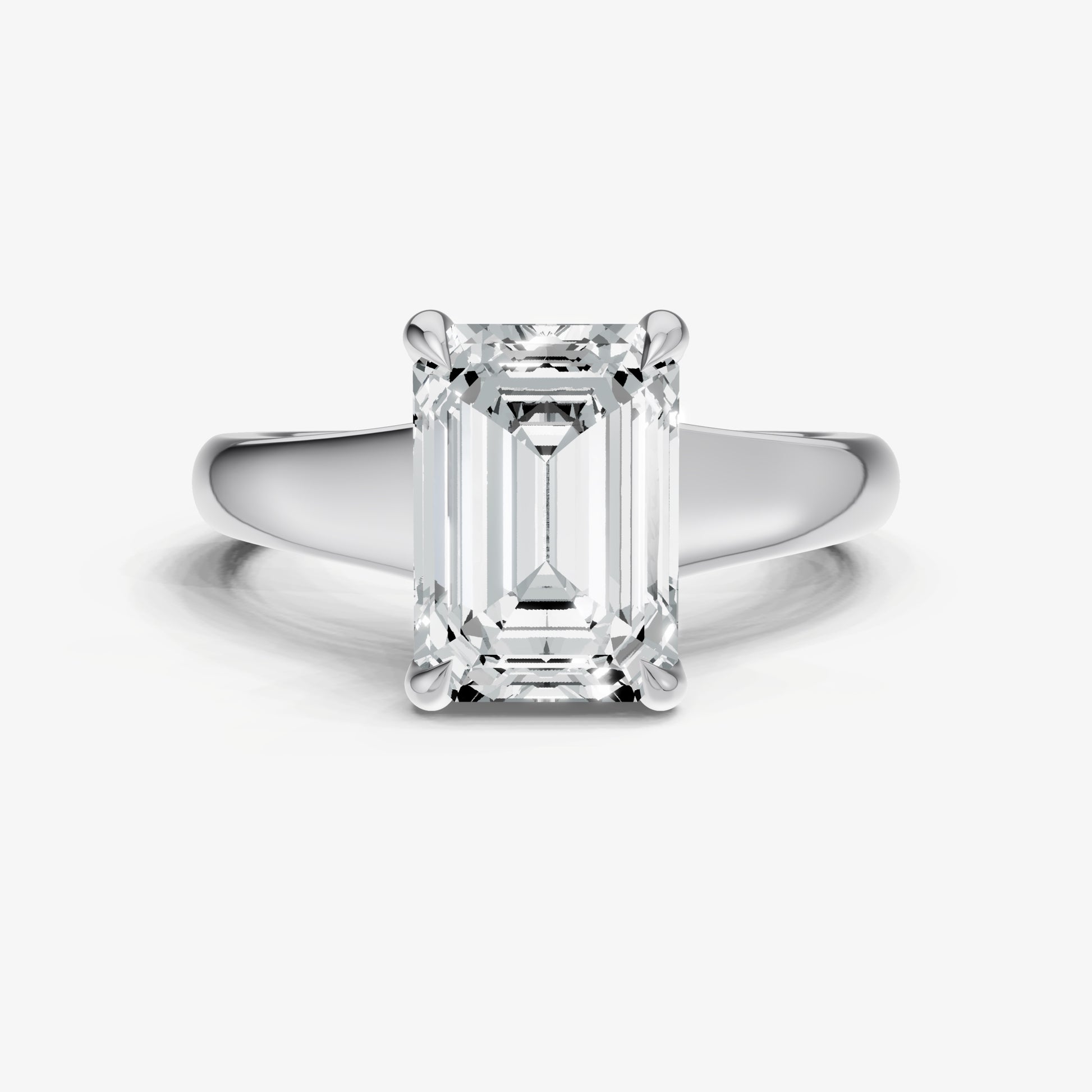 Emerald Solitaire Engagement Ring with Reverse Tapered Band