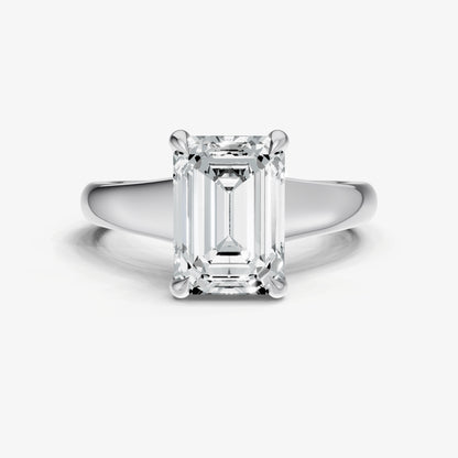 Emerald Solitaire Engagement Ring with Reverse Tapered Band