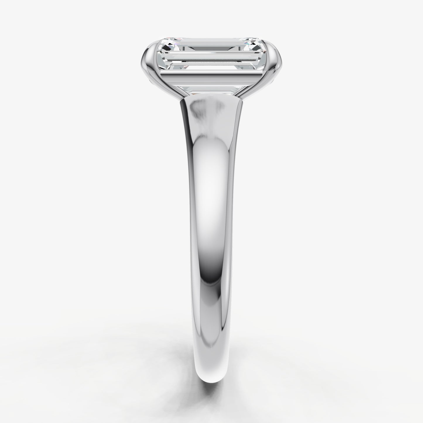 Emerald Solitaire Engagement Ring with Reverse Tapered Band