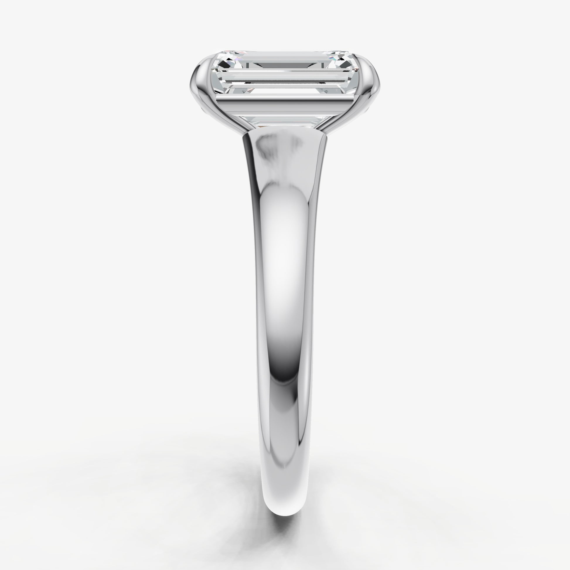 Emerald Solitaire Engagement Ring with Reverse Tapered Band