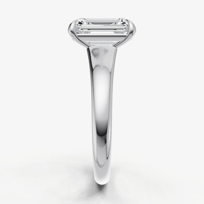 Emerald Solitaire Engagement Ring with Reverse Tapered Band