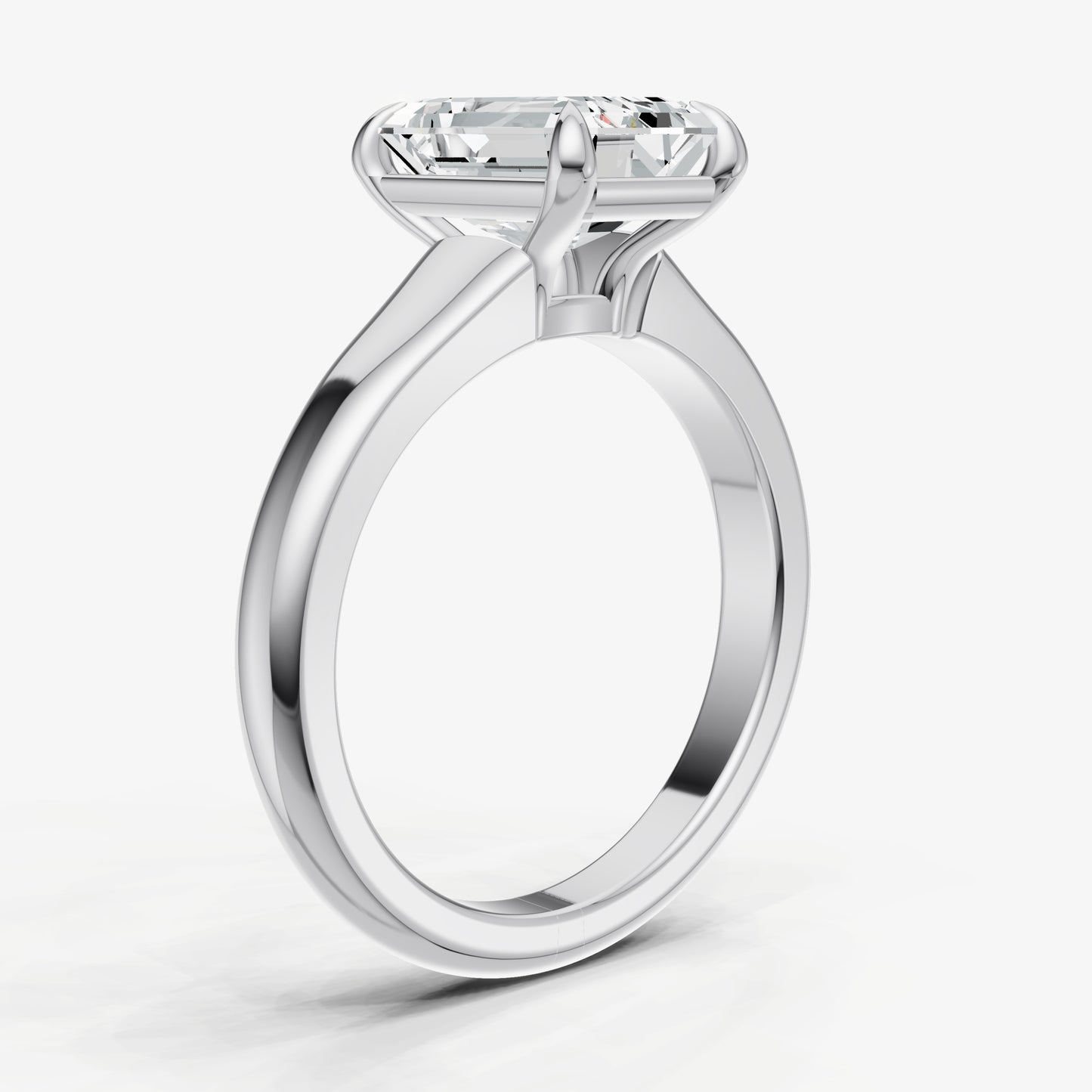 Emerald Solitaire Engagement Ring with Reverse Tapered Band