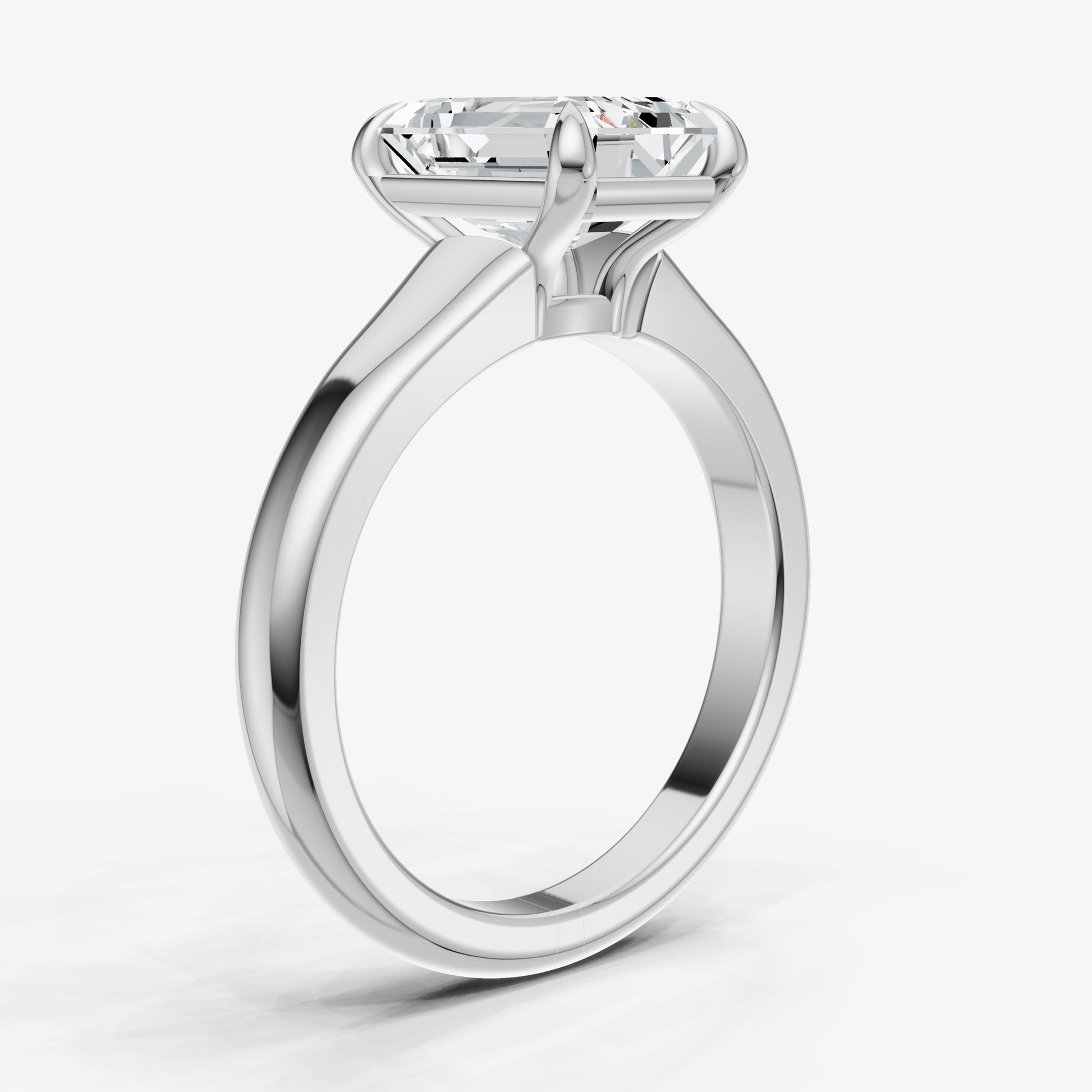 Emerald Solitaire Engagement Ring with Reverse Tapered Band