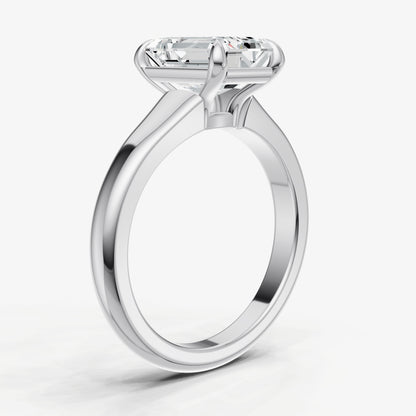 Emerald Solitaire Engagement Ring with Reverse Tapered Band