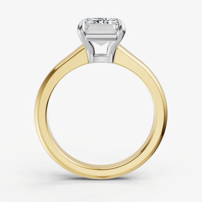 Emerald Solitaire Engagement Ring with Reverse Tapered Band
