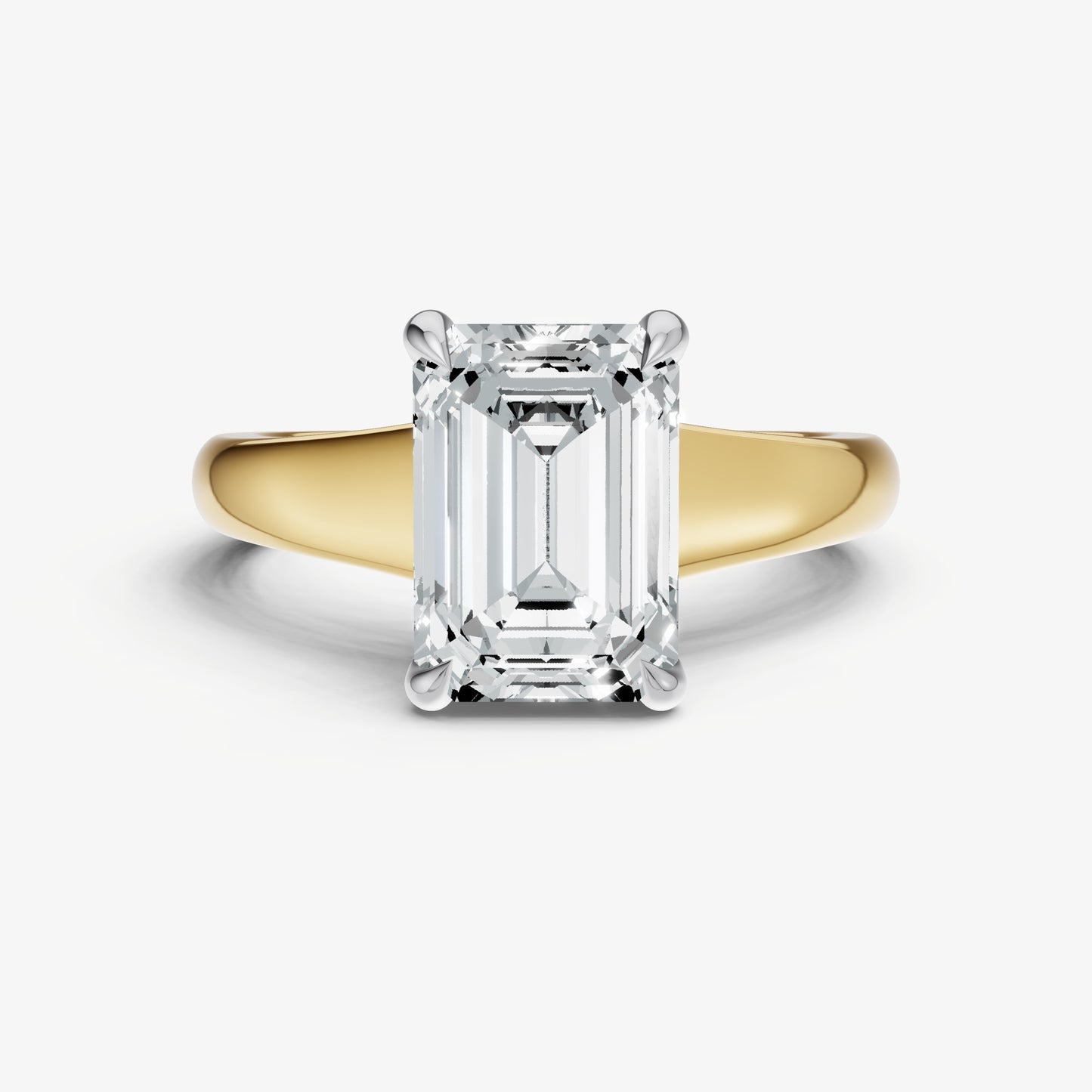 Emerald Solitaire Engagement Ring with Reverse Tapered Band
