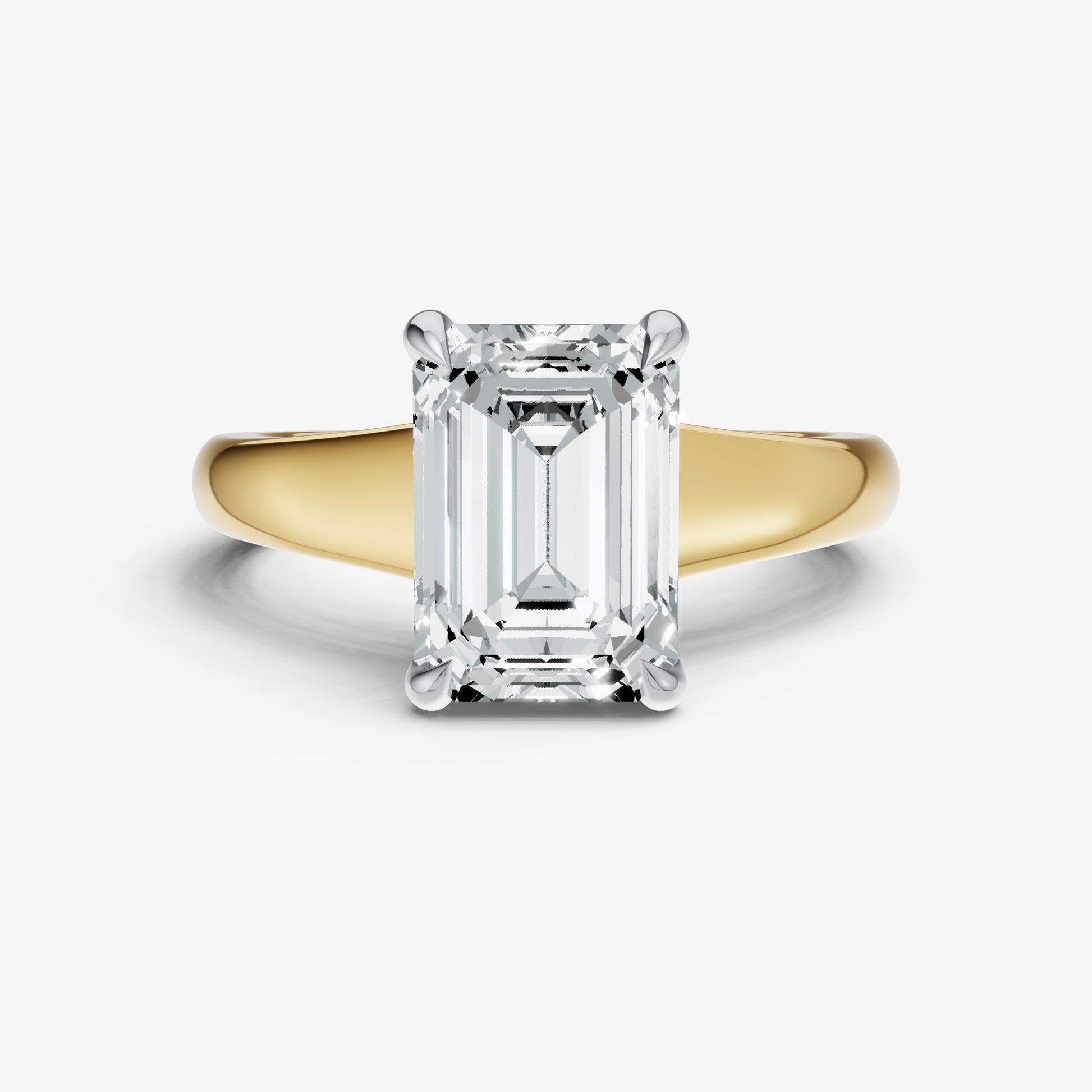 Emerald Solitaire Engagement Ring with Reverse Tapered Band