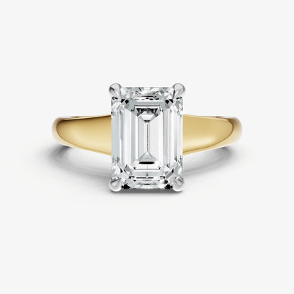 Emerald Solitaire Engagement Ring with Reverse Tapered Band