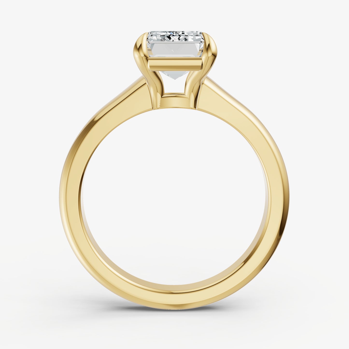 Emerald Solitaire Engagement Ring with Reverse Tapered Band