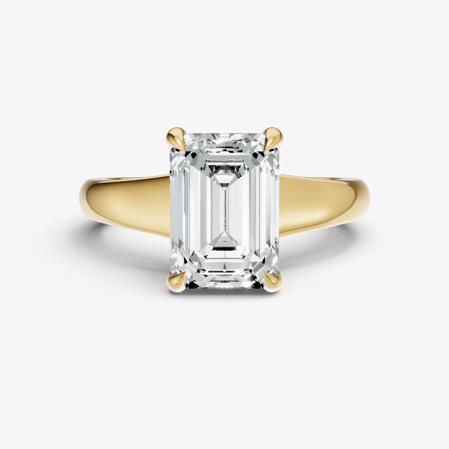 Emerald Solitaire Engagement Ring with Reverse Tapered Band