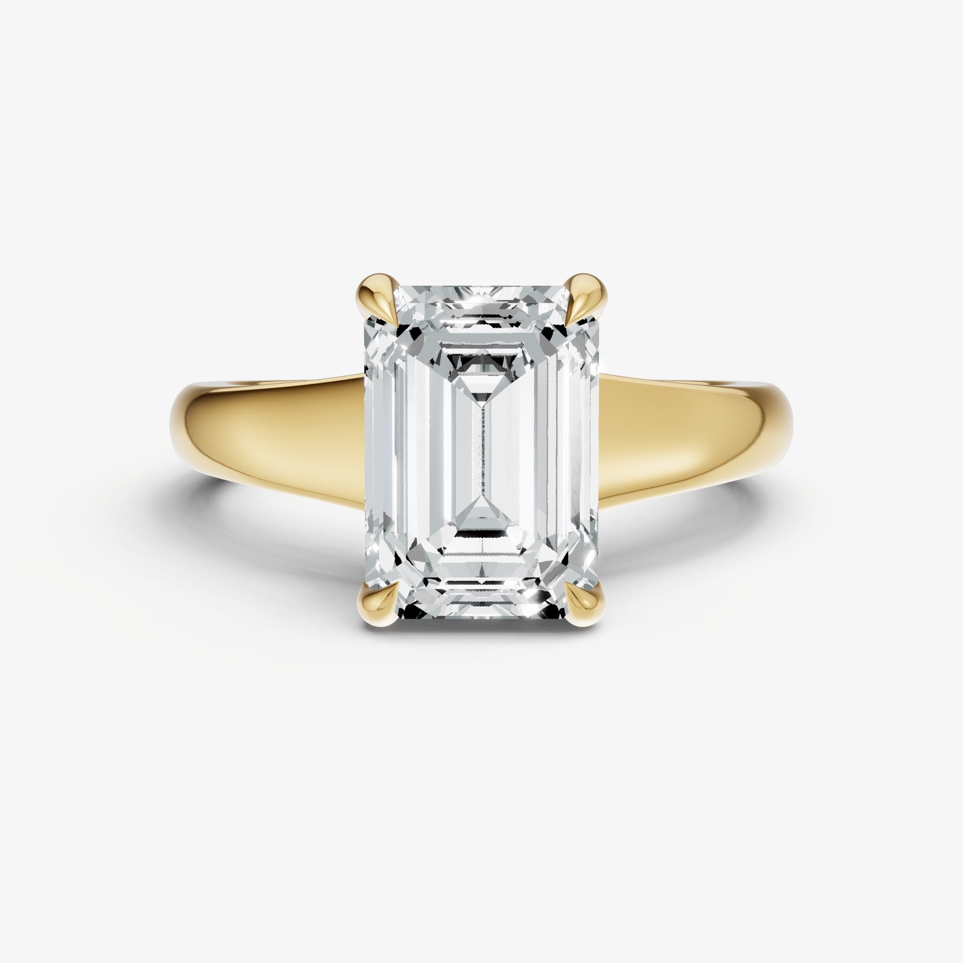 Emerald Solitaire Engagement Ring with Reverse Tapered Band