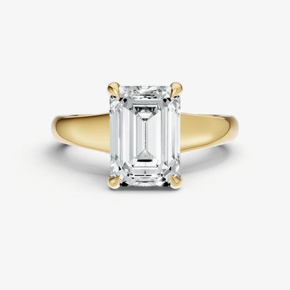 Emerald Solitaire Engagement Ring with Reverse Tapered Band