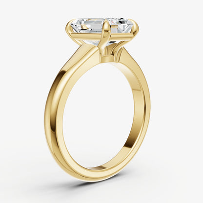 Emerald Solitaire Engagement Ring with Reverse Tapered Band