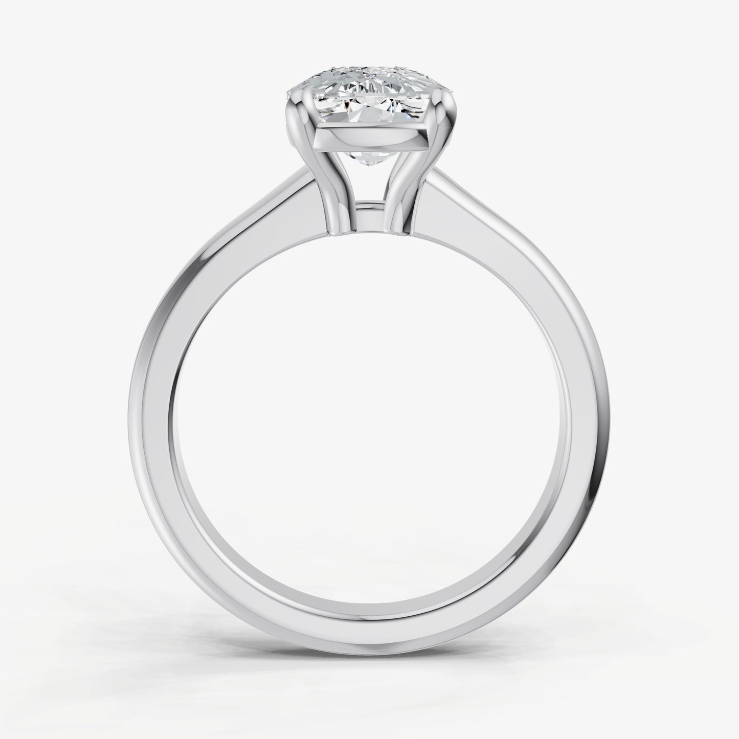 Elongated Cushion Solitaire Engagement Ring with Reverse Tapered Band