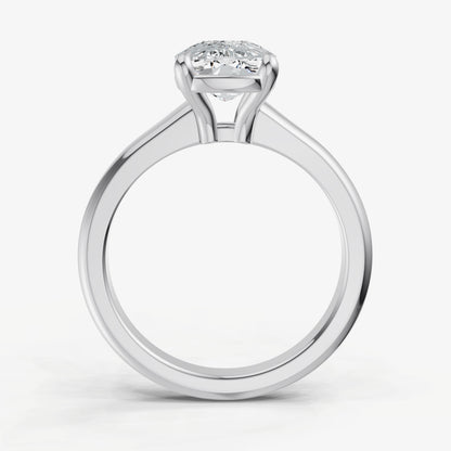 Elongated Cushion Solitaire Engagement Ring with Reverse Tapered Band