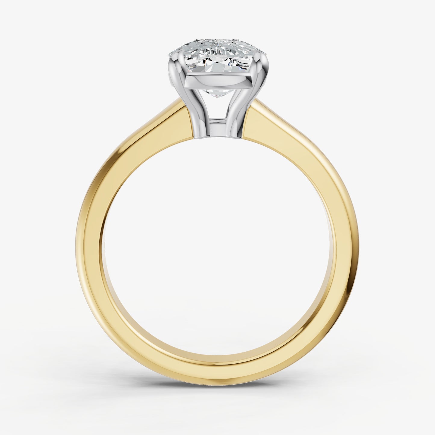 Elongated Cushion Solitaire Engagement Ring with Reverse Tapered Band