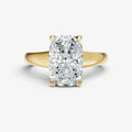 Elongated Cushion Solitaire Engagement Ring with Reverse Tapered Band