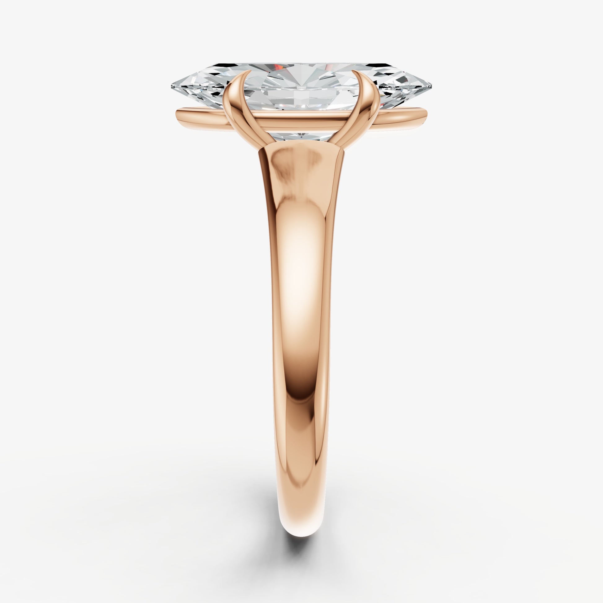 Marquise Solitaire Engagement Ring with Reverse Tapered Band