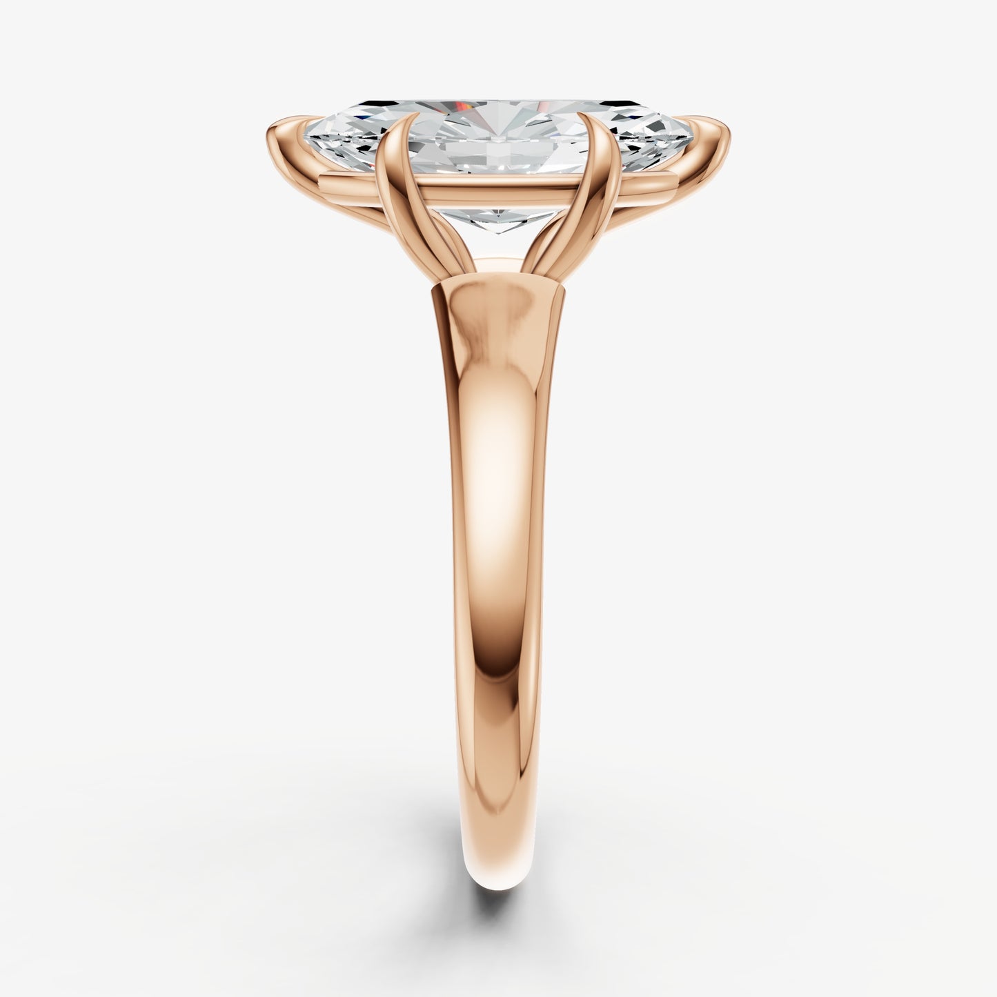 Marquise Solitaire Engagement Ring with Reverse Tapered Band