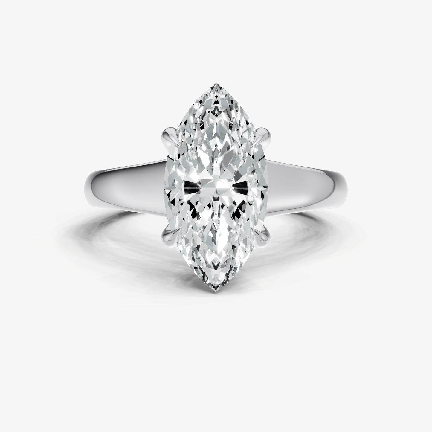 Marquise Solitaire Engagement Ring with Reverse Tapered Band