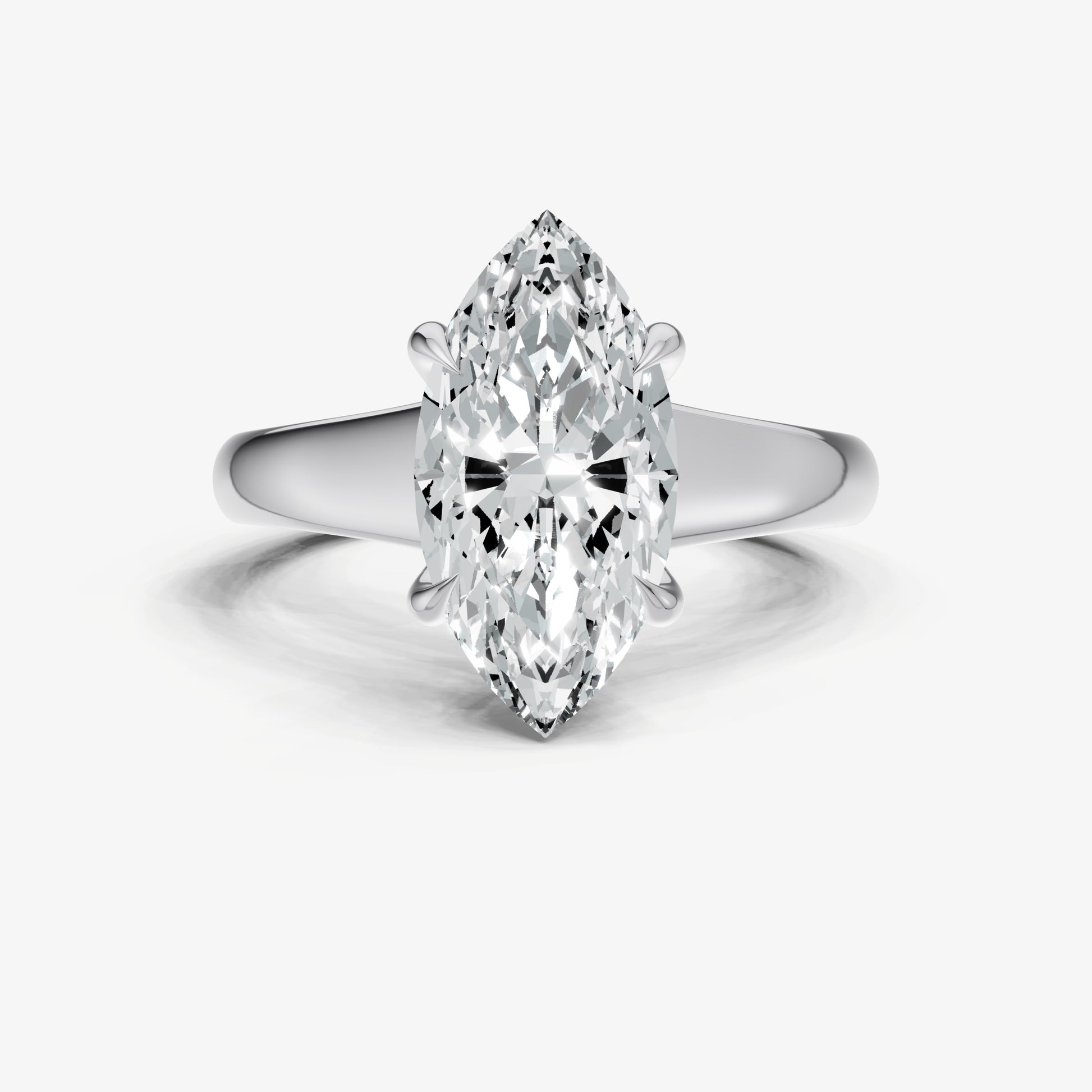 Marquise Solitaire Engagement Ring with Reverse Tapered Band
