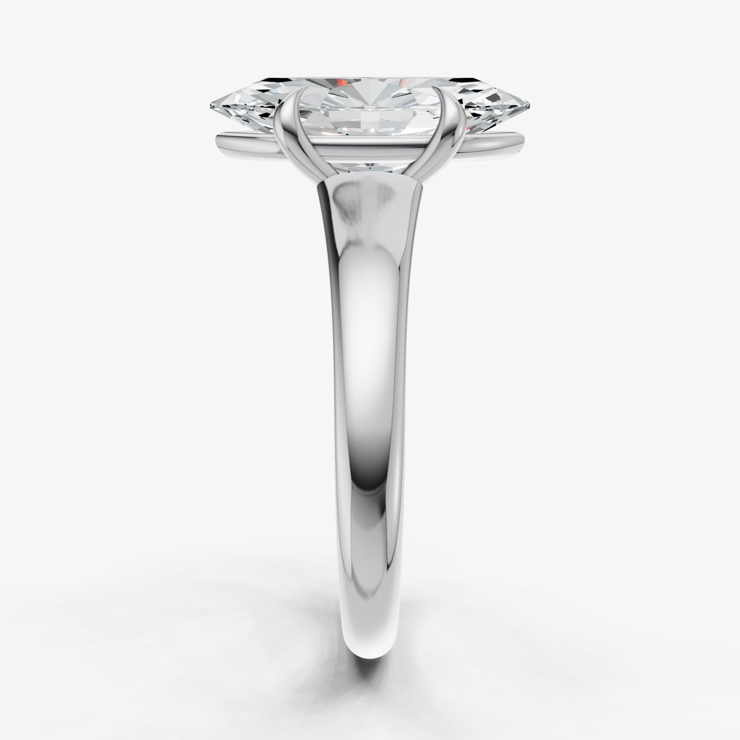 Marquise Solitaire Engagement Ring with Reverse Tapered Band