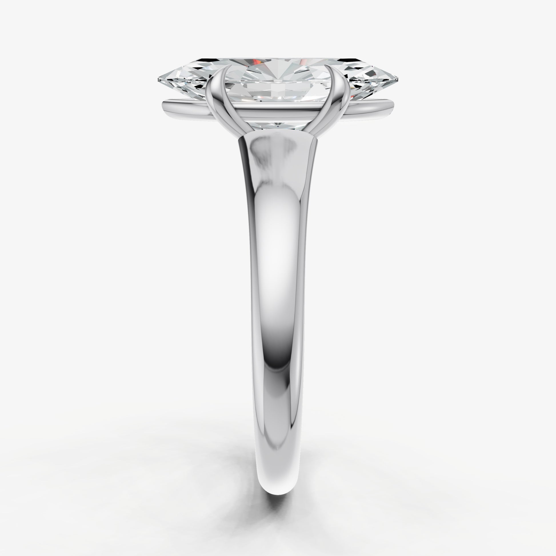 Marquise Solitaire Engagement Ring with Reverse Tapered Band