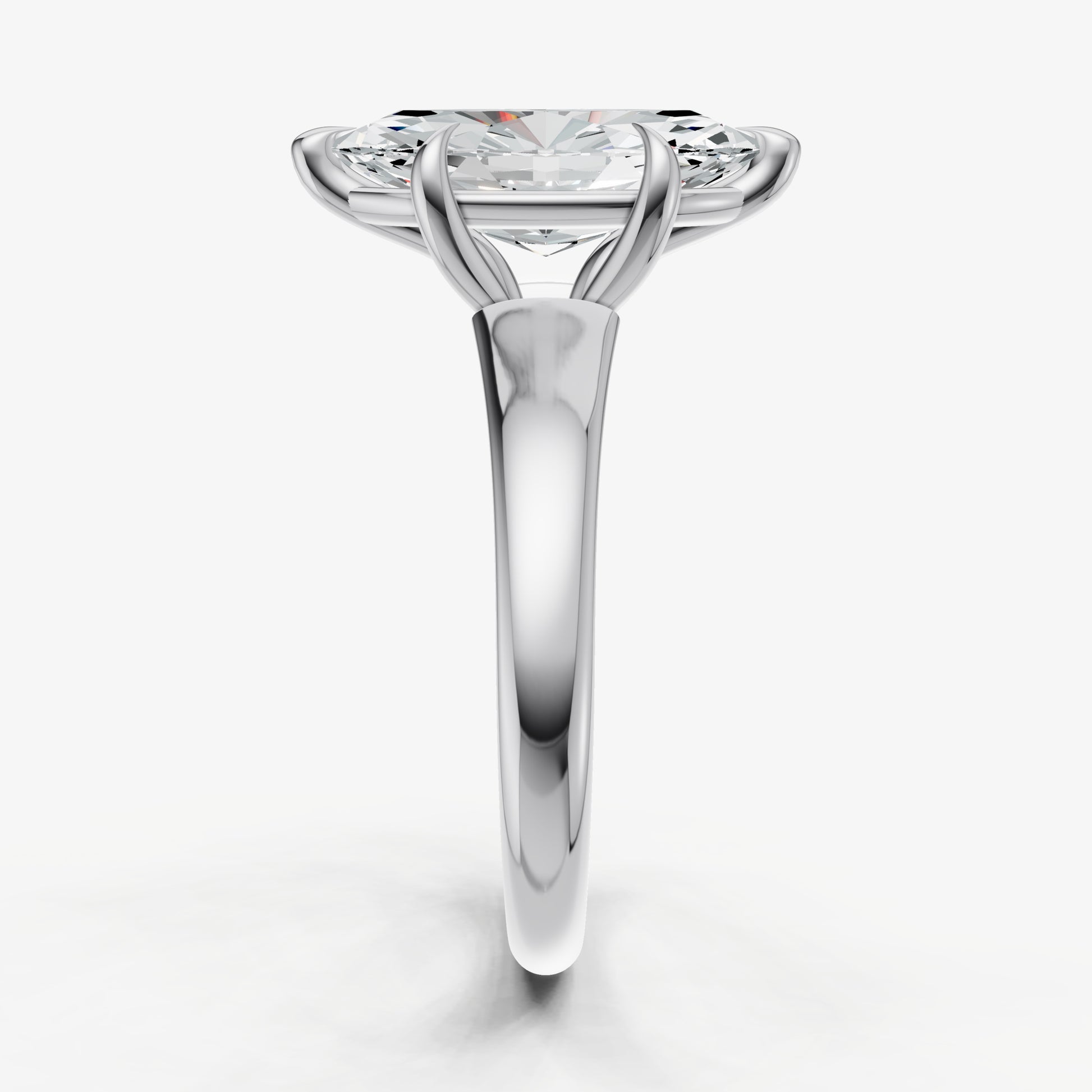 Marquise Solitaire Engagement Ring with Reverse Tapered Band