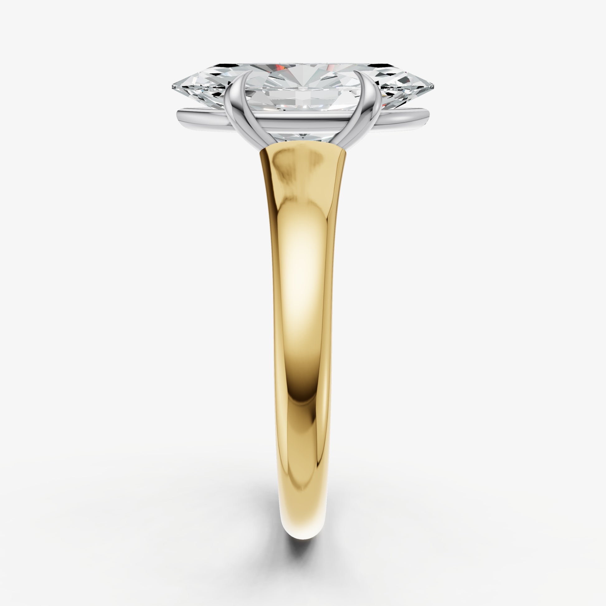 Marquise Solitaire Engagement Ring with Reverse Tapered Band