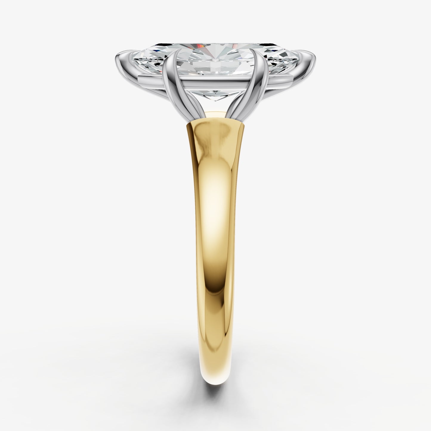 Marquise Solitaire Engagement Ring with Reverse Tapered Band