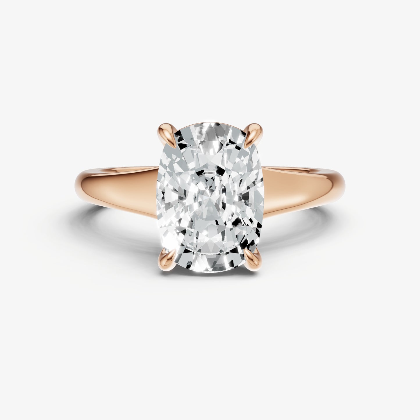 Old Miner Solitaire Engagement Ring with Reverse Tapered Band