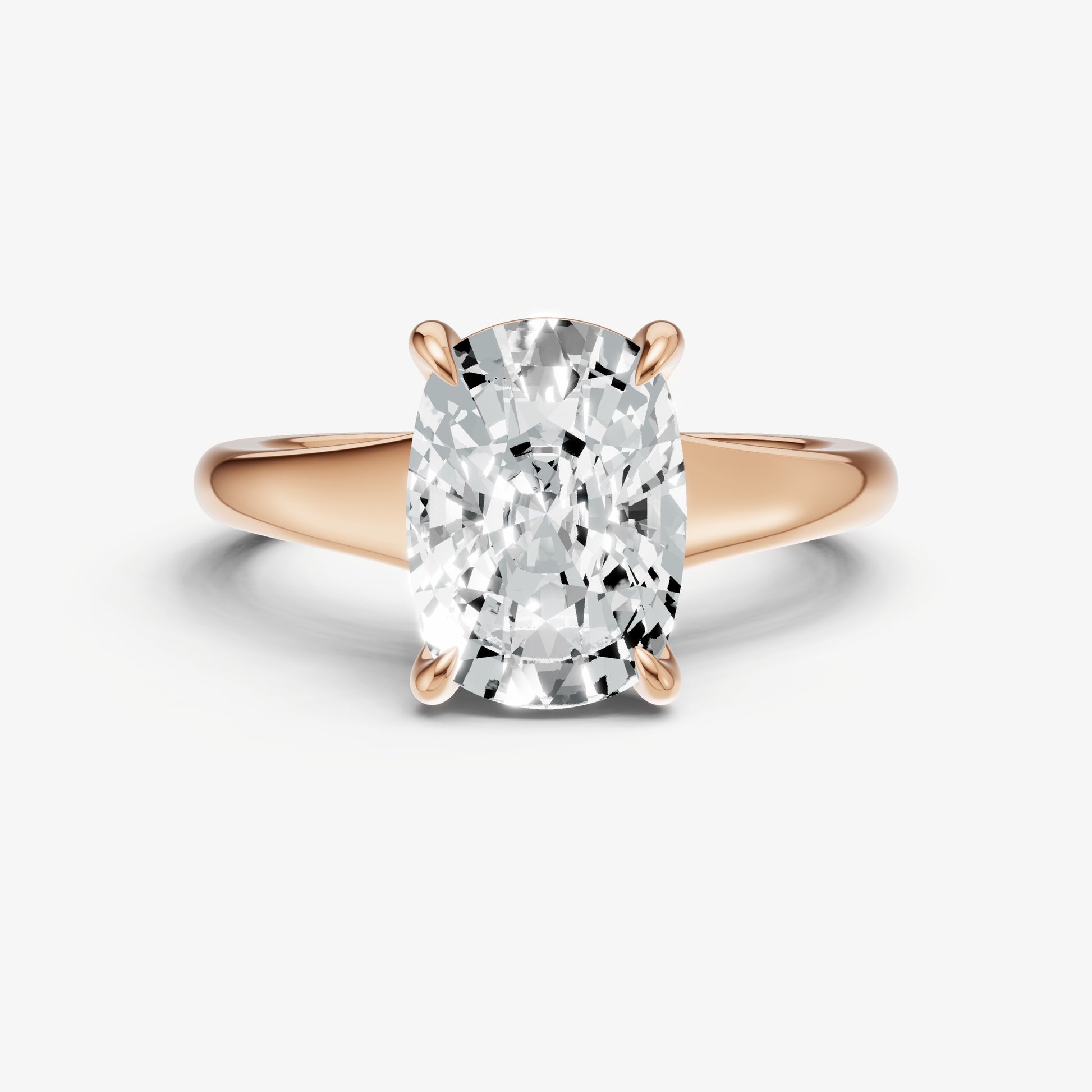 Old Miner Solitaire Engagement Ring with Reverse Tapered Band