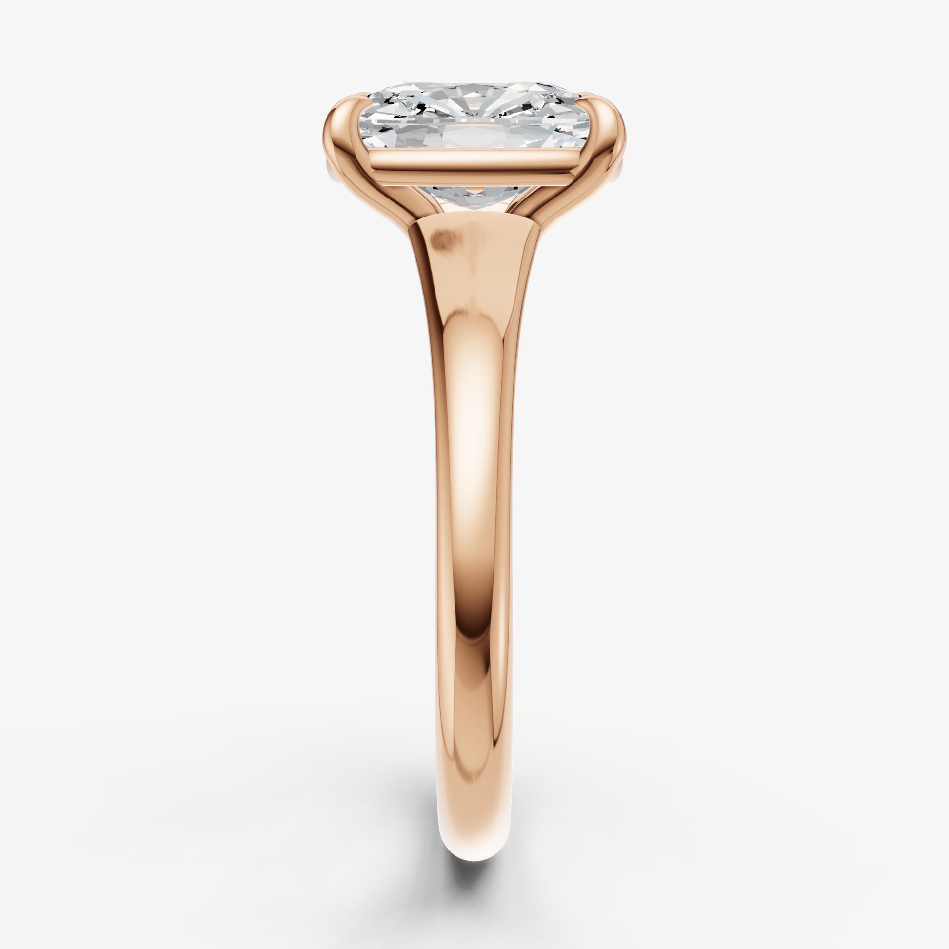 Old Miner Solitaire Engagement Ring with Reverse Tapered Band