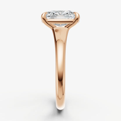Old Miner Solitaire Engagement Ring with Reverse Tapered Band