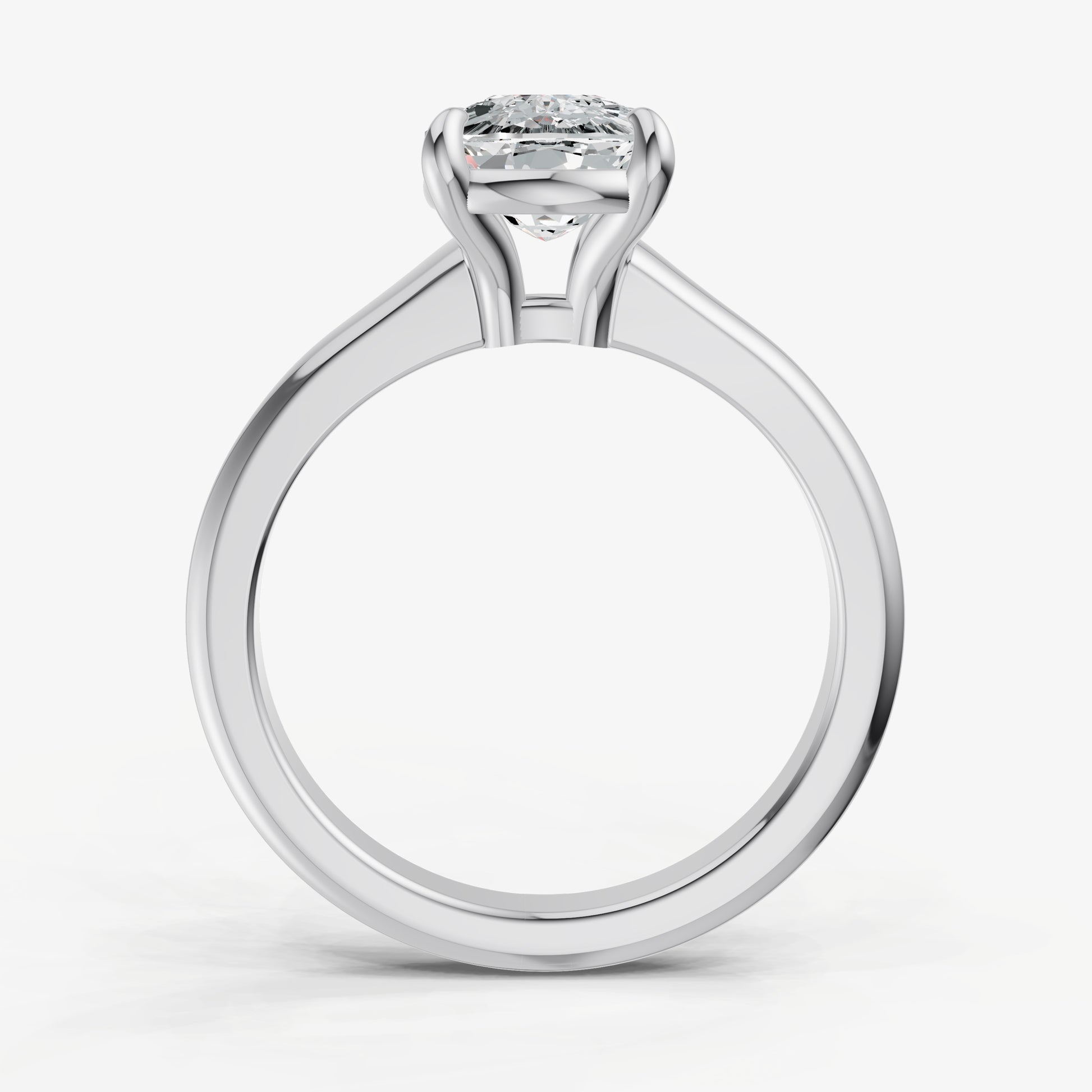 Old Miner Solitaire Engagement Ring with Reverse Tapered Band