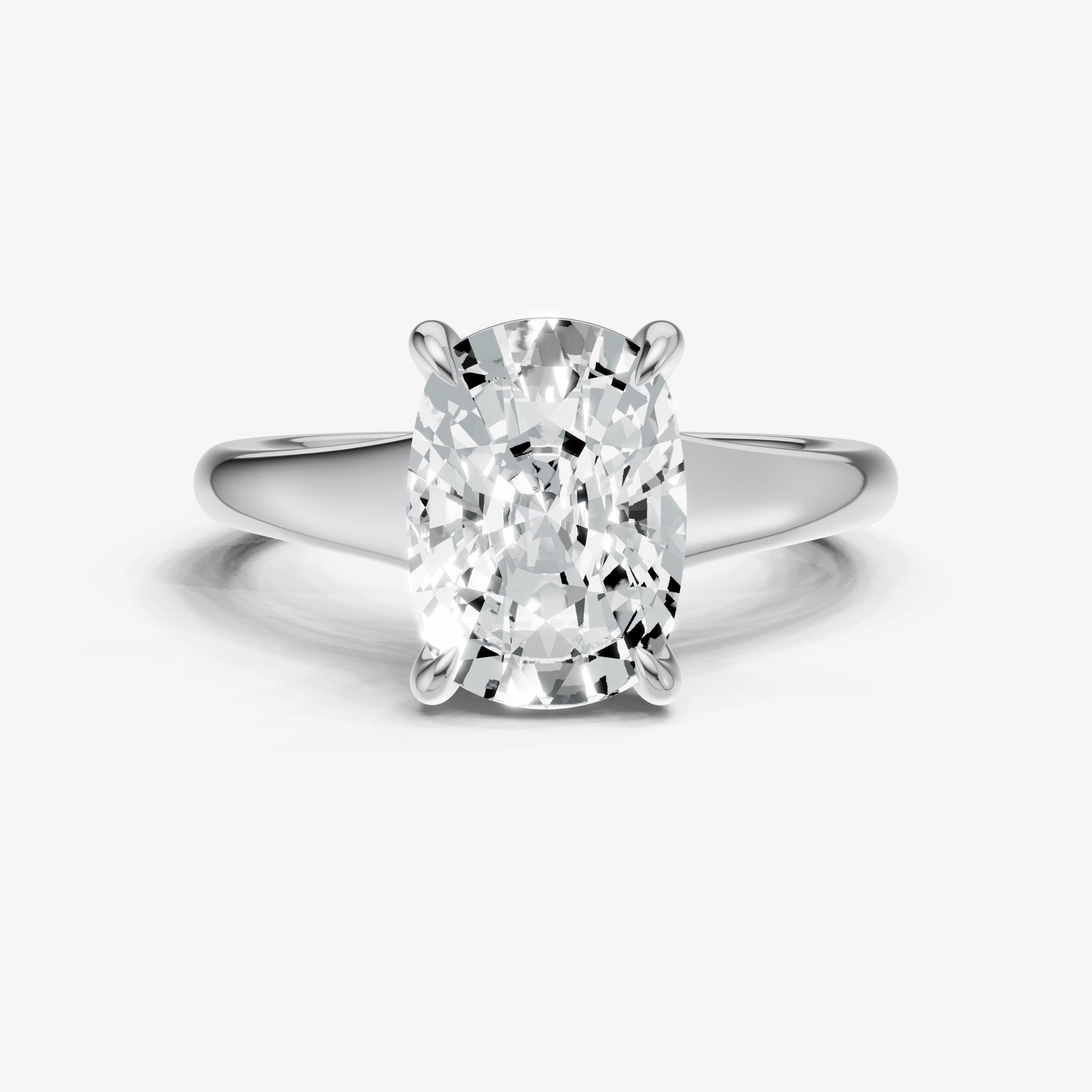 Old Miner Solitaire Engagement Ring with Reverse Tapered Band