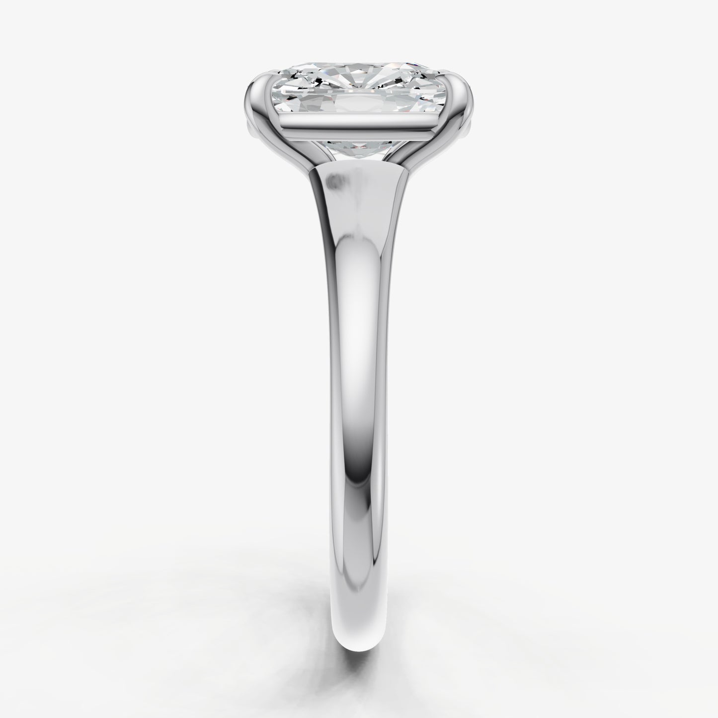 Old Miner Solitaire Engagement Ring with Reverse Tapered Band