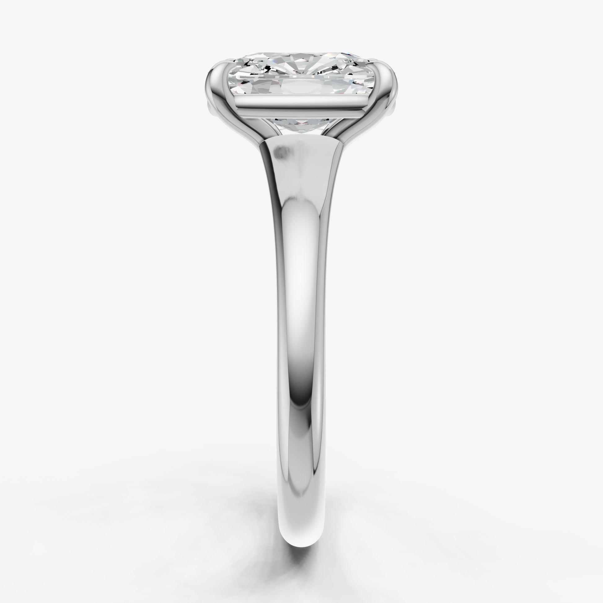Old Miner Solitaire Engagement Ring with Reverse Tapered Band
