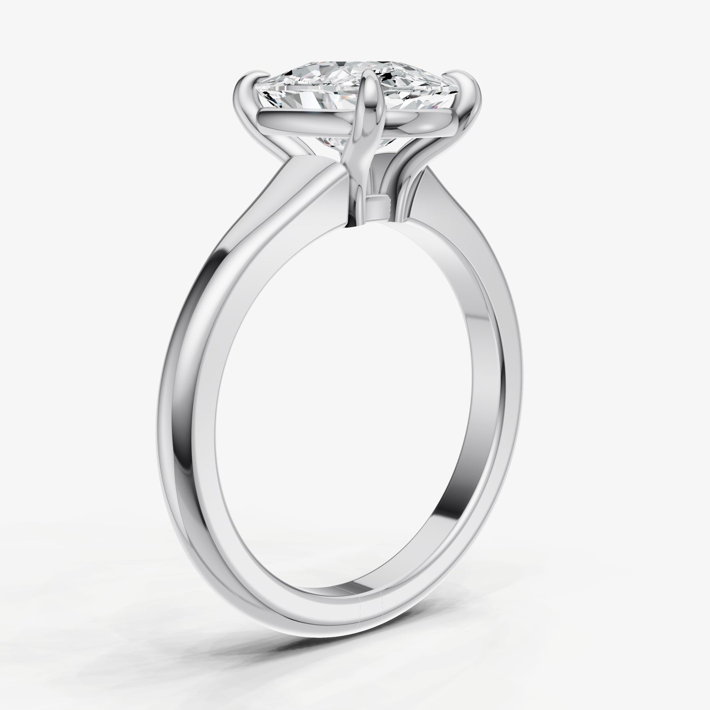 Old Miner Solitaire Engagement Ring with Reverse Tapered Band