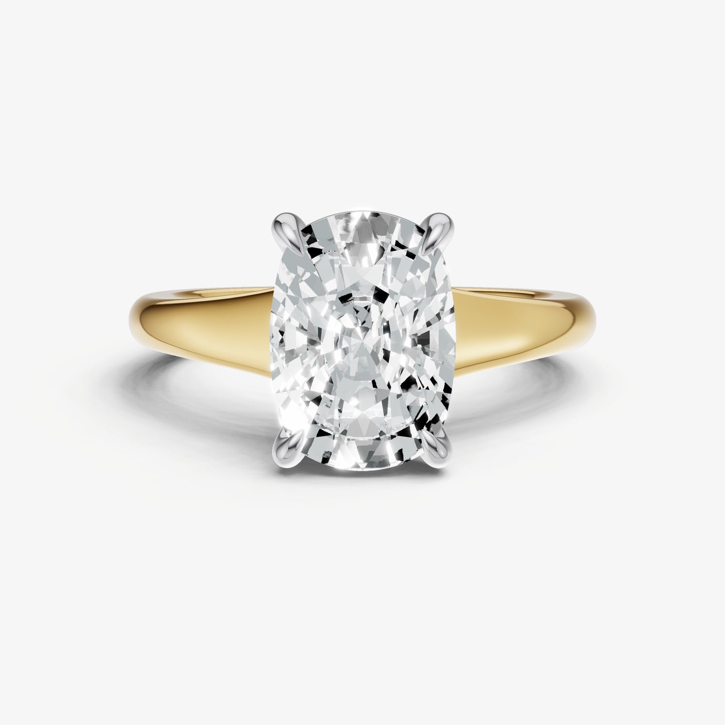 Old Miner Solitaire Engagement Ring with Reverse Tapered Band