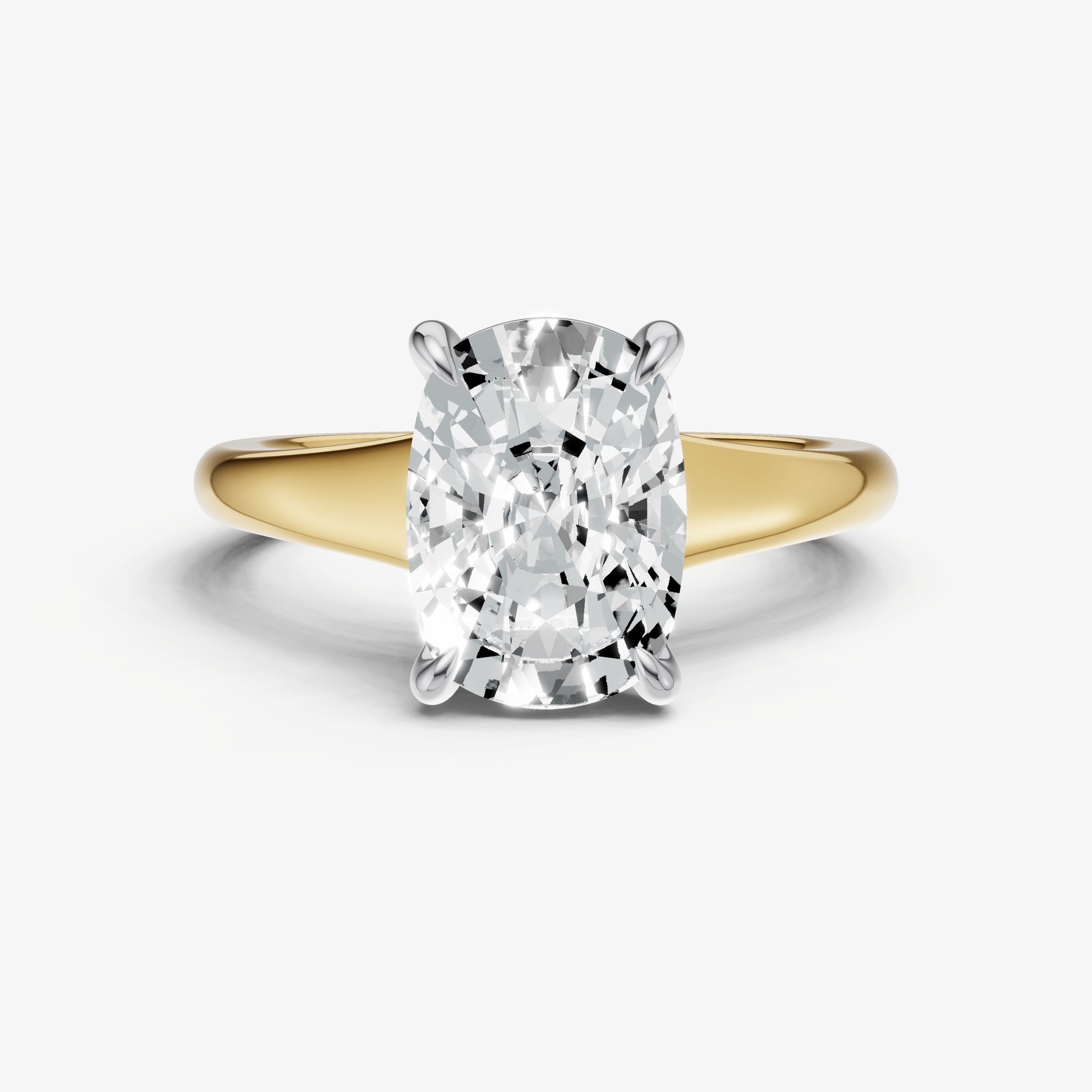 Old Miner Solitaire Engagement Ring with Reverse Tapered Band