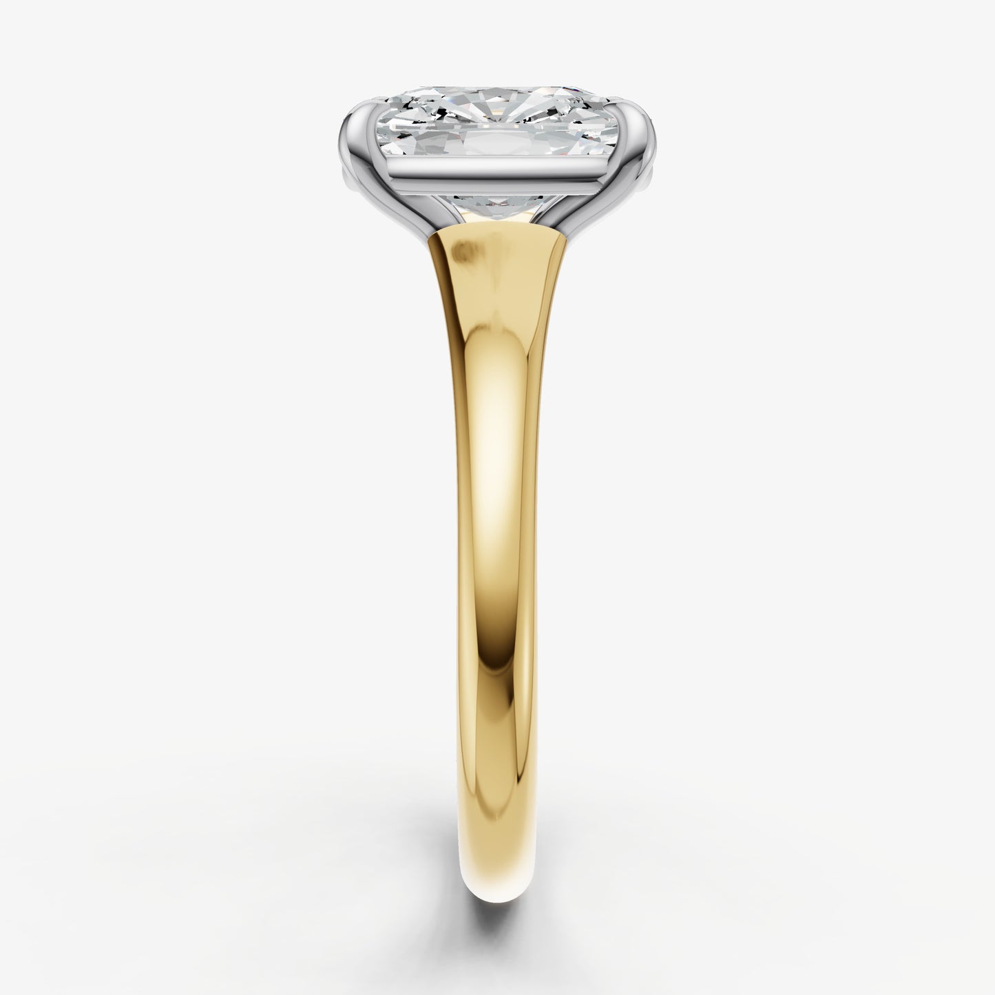 Old Miner Solitaire Engagement Ring with Reverse Tapered Band