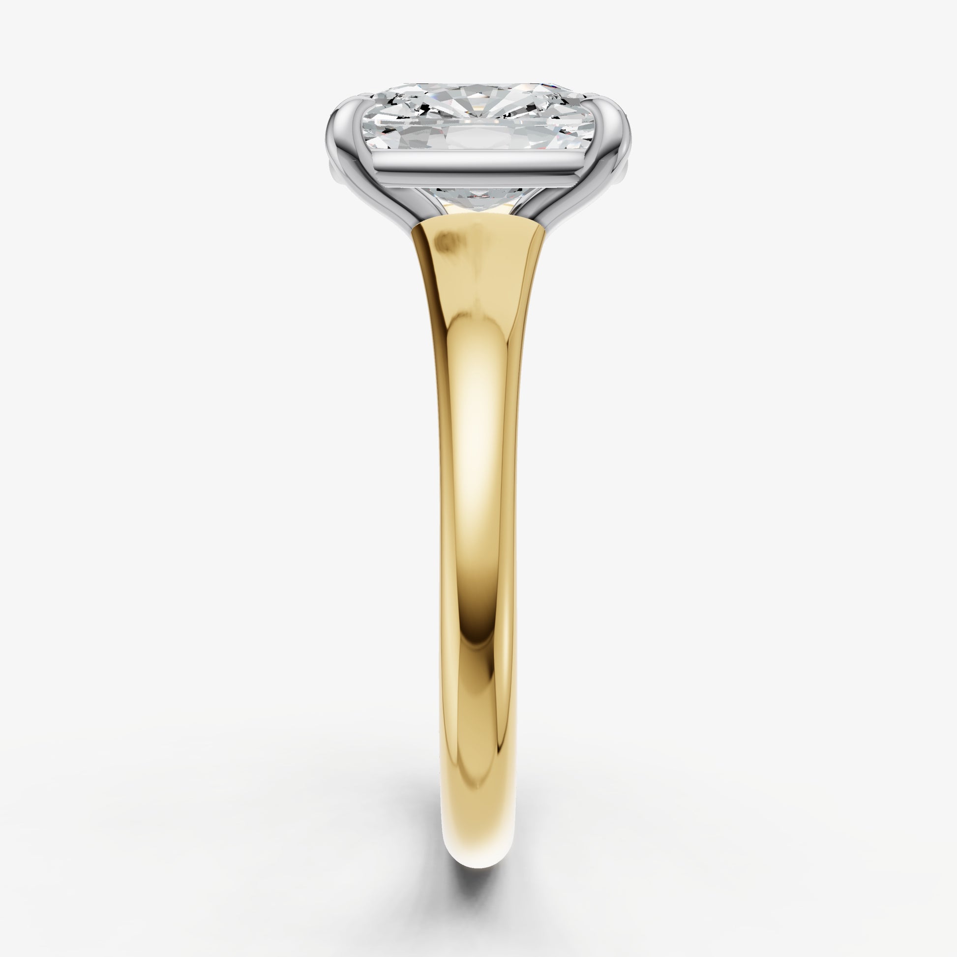 Old Miner Solitaire Engagement Ring with Reverse Tapered Band