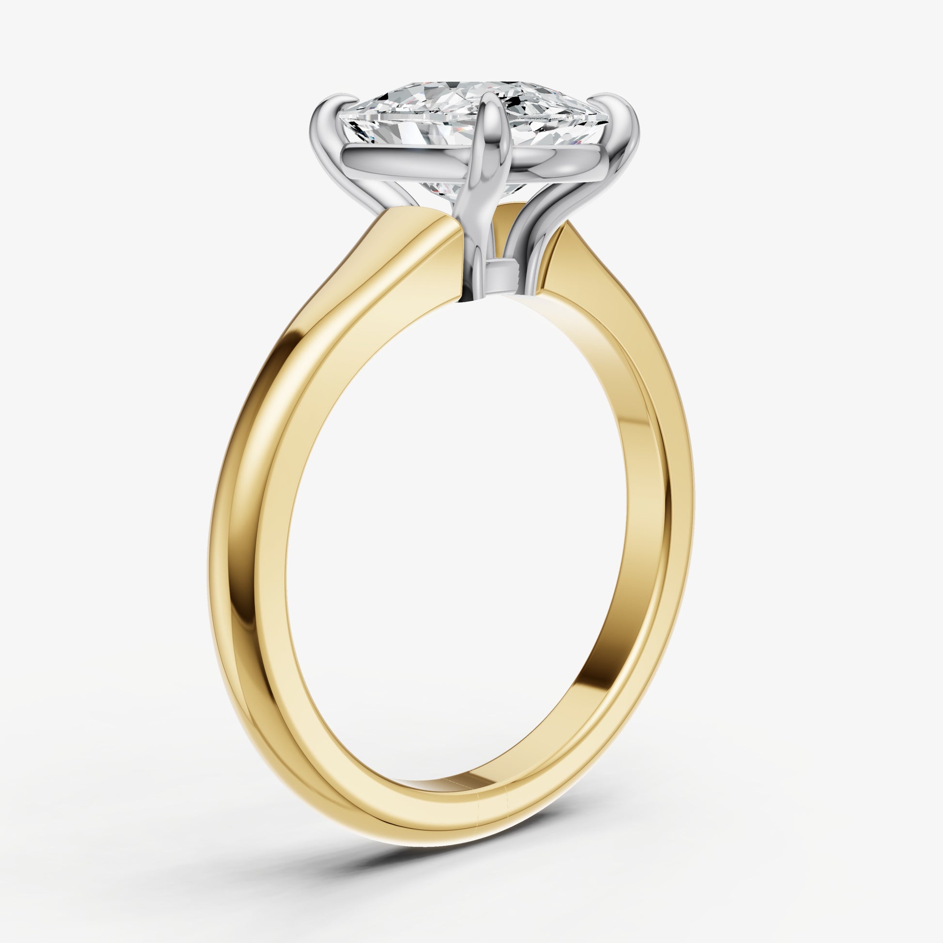 Old Miner Solitaire Engagement Ring with Reverse Tapered Band